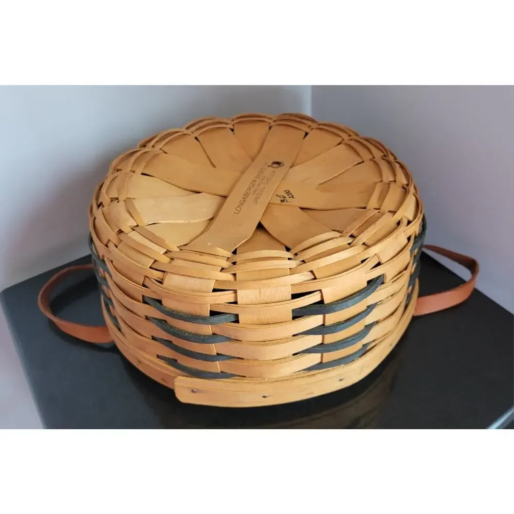 2000 Longaberger Basket Round Heartland Darning Basket 10